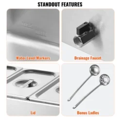 VEVOR 3-Pan Commercial Food Warmer, 17.4QT Electric Steam Table, 1200W Professional Countertop Stainless Steel Buffet Bain Marie -Aesthtic Interiors GUEST acd15fca aa4f 47cf 8678 095c198c5810