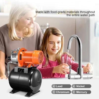 VEVOR 1.6 HP Shallow Well Pump With Pressure Tank, 1320 GPH, Automatic Irrigation Water Booster Pump With 30/50 PSI Pressure Switch, Black 2 VEVOR 1.6 HP Shallow Well Pump With Pressure Tank, 1320 GPH, Automatic Irrigation Water Booster Pump With 30/50 PSI Pressure Switch, Black - Image 2