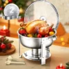VEVOR Chafing Dish Buffet Set, 5 Qt 2 Pack, Stainless Steel Chafer With 2 Full Size Pan, Round Catering Warmer Server, Silver