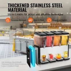 VEVOR Commercial Beverage Dispenser, 4 Tanks 12 L / 12.7 QT Per Tank Juice Dispenser, 510W Stainless Steel Ice Tea Drink Machine -Aesthtic Interiors GUEST ad40d371 dc07 4189 b261 e24f14cee92e