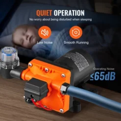 VEVOR Water Diaphragm Pump, 12V DC, 3.5 GPM Flow, 55 PSI Rated Pressure (40-80 PSI Adjustable), 1/2" MNPT Self Priming Sprayer Pump, Orange -Aesthtic Interiors GUEST ad458a99 086a 4e4e abd5 a90c7f32b8b6