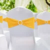 VEVOR Stretch Spandex Chair Sashes, Chair Slipcover And Stretch Chair Sash With Round Buckle, Elastic Chair Bands, (100 PCS Golden Yellow)