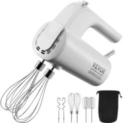 VEVOR Digital Electric Hand Mixer, 5-Speed, 200W Portable Electric Handheld Mixer, With Turbo Boost Beaters Dough Hooks Whisk Storage Bag,White -Aesthtic Interiors GUEST adef8698 9a3e 4317 b73e 5106f95cde28