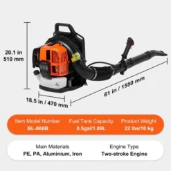 VEVOR Backpack Leaf Blower, 63CC 2-Cycle Gas Leaf Blower With 1.89L Fuel Tank, 1110CFM Air Volume 220MPH Speed, Ideal For Lawn Care 13 VEVOR Backpack Leaf Blower, 63CC 2-Cycle Gas Leaf Blower With 1.89L Fuel Tank, 1110CFM Air Volume 220MPH Speed, Ideal For Lawn Care -Aesthtic Interiors GUEST ae6af28c 0f3c 4d0f 9446 e687fa1d88e2