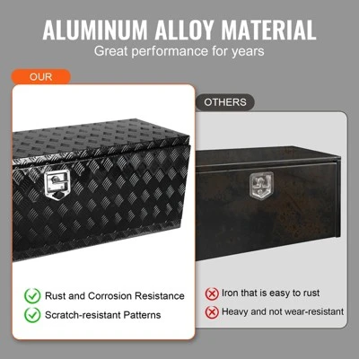 VEVOR Underbody Truck Box, 60" X 17" X 18" Pickup Storage Box, Heavy Duty Aluminum Diamond Plate Tool Box With Lock And Keys 4 VEVOR Underbody Truck Box, 60" X 17" X 18" Pickup Storage Box, Heavy Duty Aluminum Diamond Plate Tool Box With Lock And Keys - Image 4