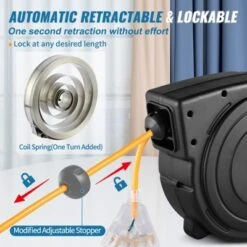 VEVOR Retractable Extension Reel, 50 FT 14AWG/3C SJTOW Power Cord With Lighted Triple Tap Outlet, 13 Amp Circuit Breaker, 180° Swivel Bracket -Aesthtic Interiors GUEST aed45ac1 9e73 46dd bb15 3e842f9c7eb9
