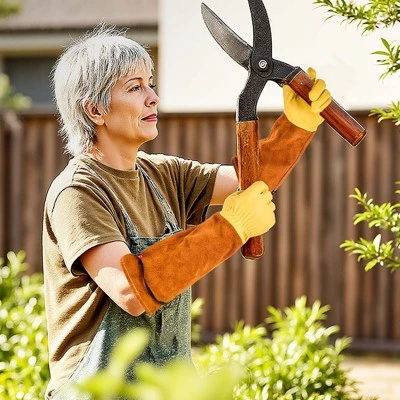 VEVOR Gardening Gloves, Thorn Proof & Puncture Resistant Garden Gloves With Elastic Cuff, 17.5 In Long-Sleeve Glove, Size M, Yellow&Orange 1 VEVOR Gardening Gloves, Thorn Proof & Puncture Resistant Garden Gloves With Elastic Cuff, 17.5 In Long-Sleeve Glove, Size M, Yellow&Orange