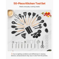 VEVOR Kitchen Cooking Utensils Set, 50 PCS Silicone Spatula Set With Holder, 428°F Heat Resistant Gadget Spoons Tools, Black -Aesthtic Interiors GUEST afb351dd db6f 4924 afe2 a38980558f3b