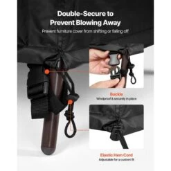 VEVOR Patio Furniture Cover, 420D Heavy Duty Waterproof Outdoor Dining Table And Chairs Cover, Large Rectangular Patio Table Covers, Black -Aesthtic Interiors GUEST afd841d4 cb2a 4e8c 9dcc f5a20bd3715d