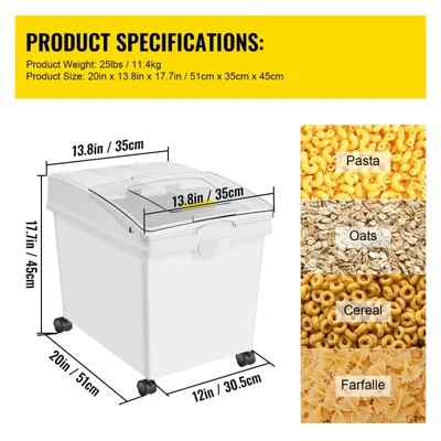 VEVOR Rice Storage Container, 10.5Gallon/40L X3 Capacity Large Dog Food Dispenser Bin, Kitchen Ingredient Grain Cereal Flour Bin, 3 Pack, White 7 VEVOR Rice Storage Container, 10.5Gallon/40L X3 Capacity Large Dog Food Dispenser Bin, Kitchen Ingredient Grain Cereal Flour Bin, 3 Pack, White - Image 7