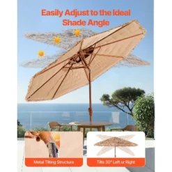 VEVOR Tiki Umbrella, 9 Ft Thatched Patio Umbrella With Tilt, 2-Tier Hawaiian Style Beach Parasol With PP Thatch And 8 Metal Ribs, Original Color -Aesthtic Interiors GUEST b04f0443 1219 4924 b132 a0670f74804b