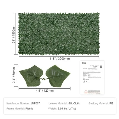 VEVOR Privacy Ivy Fence, 59 X 118in Artificial Green Wall Screen, Greenery Ivy Fence With Mesh Cloth Backing And Strengthened Joint, Faux Hedges Vine 7 VEVOR Privacy Ivy Fence, 59 X 118in Artificial Green Wall Screen, Greenery Ivy Fence With Mesh Cloth Backing And Strengthened Joint, Faux Hedges Vine - Image 7