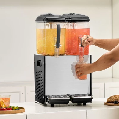 VEVOR Commercial Beverage Dispenser, 2 Tanks 12 L / 12.7 QT Per Tank Juice Dispenser, 286W Stainless Steel Ice Tea Drink Machine 1 VEVOR Commercial Beverage Dispenser, 2 Tanks 12 L / 12.7 QT Per Tank Juice Dispenser, 286W Stainless Steel Ice Tea Drink Machine