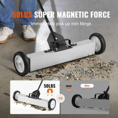 VEVOR 50Lbs Rolling Magnetic Sweeper With Wheels, Push-Type Magnetic Pick Up Sweeper, 24-inch Magnet Pickup Lawn Sweeper 2 VEVOR 50Lbs Rolling Magnetic Sweeper With Wheels, Push-Type Magnetic Pick Up Sweeper, 24-inch Magnet Pickup Lawn Sweeper - Image 2