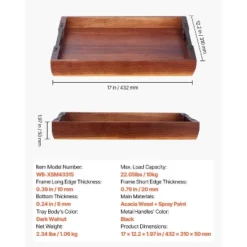VEVOR Wood Serving Tray, Acacia Wooden Tray Board With Handles, Decorative Rustic Serving Trays Platter, Walnut Wood Color 14 VEVOR Wood Serving Tray, Acacia Wooden Tray Board With Handles, Decorative Rustic Serving Trays Platter, Walnut Wood Color -Aesthtic Interiors GUEST b136a992 fe3b 4676 9b54 0b2e519befb7