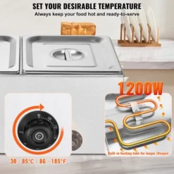 VEVOR 2-Pan Commercial Food Warmer, 18QT Electric Steam Table, 1200W Professional Countertop Stainless Steel Buffet Bain Marie -Aesthtic Interiors GUEST b14e8e5d fdc5 4d4b a8d1 dd8582ba68ba