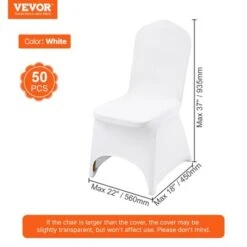 VEVOR Stretch Spandex Folding Chair Covers, Universal Fitted Arched Front Cover, Removable Washable Protective Slipcovers, 50PCS White 13 VEVOR Stretch Spandex Folding Chair Covers, Universal Fitted Arched Front Cover, Removable Washable Protective Slipcovers, 50PCS White -Aesthtic Interiors GUEST b1ba7ac5 c539 4e80 bc18 7db0390d7e9d