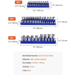 VEVOR Magnetic Socket Organizer Set, 3PCS Magnetic Socket Holder, 1/4'', 3/8'' & 1/2'' Metric Socket Trays With Clear Labels -Aesthtic Interiors GUEST b1e0e24f fdfb 4f60 ac97 bf86a7271d81