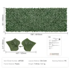 VEVOR Ivy Privacy Fence, 59 X 158in Artificial Green Wall Screen, Greenery Ivy Fence W/ Mesh Cloth Backing And Strengthened Joint -Aesthtic Interiors GUEST b1ea1e3e 8f46 415c b487 65dd799b17c3