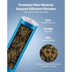 VEVOR Whole House Water Filter Replacement Cartridge, 4.5" X 20" Coconut Shell Activated Carbon KDF Filter For Whole Home Water Filtration, Blue -Aesthtic Interiors GUEST b1f74b4e c2b4 40fa b196 1bf182292b48