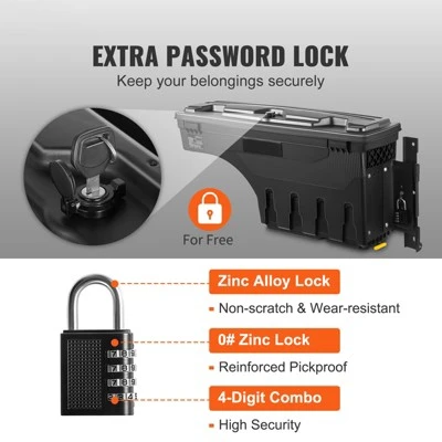 VEVOR Truck Bed Storage Box, Lockable Swing Case With Password Padlock, 6.6 Gal/25 L ABS Wheel Well Tool Box, Waterproof And Durable 2 VEVOR Truck Bed Storage Box, Lockable Swing Case With Password Padlock, 6.6 Gal/25 L ABS Wheel Well Tool Box, Waterproof And Durable - Image 2