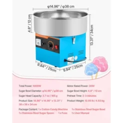 VEVOR Cotton Candy Machine Commercial, 1000W Electric Candy Floss Maker, Easy Use With 15 Inch Stainless Steel Bowl And Sugar Scoop, Blue -Aesthtic Interiors GUEST b2c8482e 8d27 42cb 9aa7 8bfc33845fce