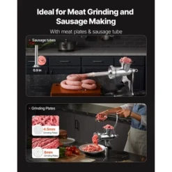 VEVOR Manual Meat Grinder, 304 Stainless Steel Hand Crank Meat Mincer With Steel Table Clamp, Sausage Stuffer, Silver -Aesthtic Interiors GUEST b2c8e1cd fbf0 4896 a858 2fdfaea03cdb