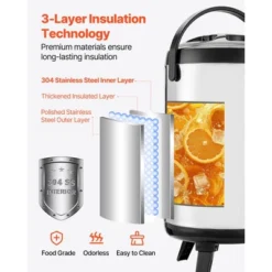 VEVOR Insulated Beverage Dispenser, 2 Gal/7.6L Stainless Steel Thermal Drink Server With Spigot & Temp Display, For Hot And Cold Drinks, Silver -Aesthtic Interiors GUEST b2ce25a8 d7d3 44cd 85fd 5a4219c24e14