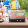 VEVOR Hot Dog Roller 7 Rollers 18 Hot Dogs Capacity 1050W Stainless Sausage Grill Cooker Machine With Dual Temp Control Glass Hood Acrylic Cover