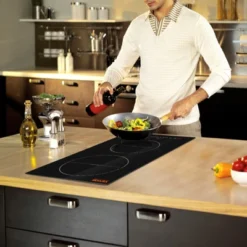 VEVOR Electric Cooktop, 2 Burners, 12'' Induction Stove Top, Built-in Magnetic Cooktop 3000W, 9 Heating Level Multifunctional Burner