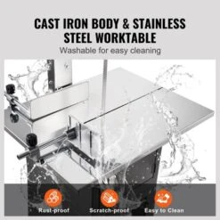 VEVOR Commercial Electric Meat Bandsaw, 550W Stainless Steel Vertical Bone Sawing Machine, 19.1"x15" Workbench, 7.09 Inch Cutting Thickness, Grey -Aesthtic Interiors GUEST b3f94d31 8f70 4569 81d0 bf1afc6cdefb