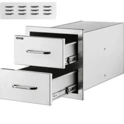 VEVOR Outdoor Kitchen Drawers 18W X 20.6H X 12.7D Inch, Flush Mount Double BBQ Drawers Stainless Steel With Handle, BBQ Island Drawers,Silver -Aesthtic Interiors GUEST b408f4a6 e50d 4e62 b446 382b2788a6cf