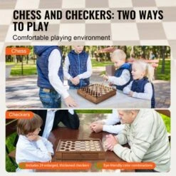 VEVOR Solid Wood Chess Set, 15 Inch 2-IN-1 Chess Checkers Game Set, Chess Board Games With Storage Drawer & Weighted Chess Checkers Pieces -Aesthtic Interiors GUEST b4f8845b a0bb 49e7 88ea 660430aa93a6