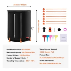 VEVOR Collapsible Rain Barrel, 100 Gallon/380 L Portable Water Tank, PVC Rainwater Collection Barrel With Spigots And Overflow Kit 14 VEVOR Collapsible Rain Barrel, 100 Gallon/380 L Portable Water Tank, PVC Rainwater Collection Barrel With Spigots And Overflow Kit -Aesthtic Interiors GUEST b515f738 4396 4701 96dd ddcc416a0414