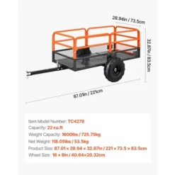 VEVOR Garden Utility Trailer, 22 Cu. Ft. & 1600lbs, ATV UTV Trailer, Tow Behind Steel Dump Trailers, Removable Rear Panel, Black -Aesthtic Interiors GUEST b5272144 5603 4611 8882 6a9c93b898fb