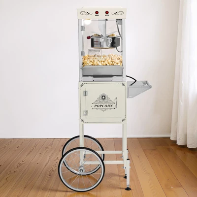 VEVOR Popcorn Machine With Cart, 8oz Stainless Steel Kettle, 800W Commercial Popcorn Maker, 48 Cups Per Batch Theater Style Popper, White 1 VEVOR Popcorn Machine With Cart, 8oz Stainless Steel Kettle, 800W Commercial Popcorn Maker, 48 Cups Per Batch Theater Style Popper, White