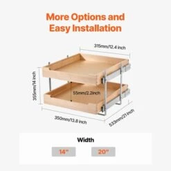 VEVOR 2 Tier Pull Out Cabinet Organizer, 20"W X 21"D Cabinet Drawer, Soft Close Slide Out Shelf, Heavy-Duty Sliding Wood Drawer -Aesthtic Interiors GUEST b5abd54c b1dd 4ce3 91d5 454440936f6b