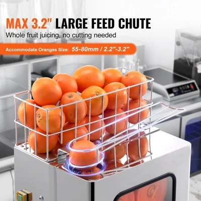 VEVOR Commercial Orange Juicer Machine, 120W Automatic Juice Extractor, Stainless Steel Orange Squeezer 20 Oranges/Minute, With Pull-Out Filter Box 3 VEVOR Commercial Orange Juicer Machine, 120W Automatic Juice Extractor, Stainless Steel Orange Squeezer 20 Oranges/Minute, With Pull-Out Filter Box - Image 3