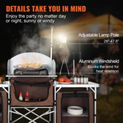 VEVOR Camping Kitchen Table, Folding Outdoor Cooking Table With Storage Carrying Bag, Aluminum Cook Station 3 Cupboard & Detachable Windscreen -Aesthtic Interiors GUEST b67a697e 3f35 422d 97a0 fe5562f6337c
