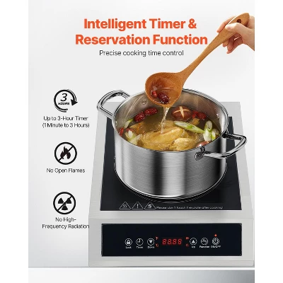 VEVOR Portable Induction Cooktop, 1800W Commercial Induction Burner With 9 Temperature Settings, Stainless Steel Countertop Induction Hot Plate 4 VEVOR Portable Induction Cooktop, 1800W Commercial Induction Burner With 9 Temperature Settings, Stainless Steel Countertop Induction Hot Plate - Image 4