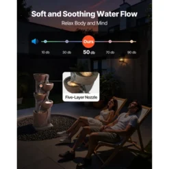 VEVOR Outdoor Water Fountain, 49.61 In Height Fountain And Waterfall,5-Tier Floor Standing Jar-Shaped Cascading Fountains With Light And Pump, Black -Aesthtic Interiors GUEST b7128796 3fb2 4f74 9d4f 841bfd92f39d