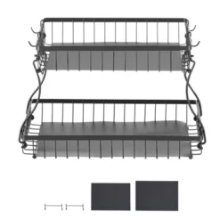 VEVOR 2 Tier Fruit Basket, Countertop Fruits Vegetable Bowl With Banana Hangers, Metal Wire Storage Stand For Kitchen Counter, Black -Aesthtic Interiors GUEST b7153528 2d3d 44b3 8e97 3fe50425c9fe