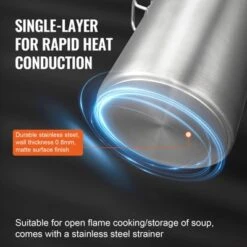 VEVOR Stainless Steel Stockpot, 42 Quart Large Cooking Pots, Cookware Sauce Pot With Basket, Lid, And Handle, Heavy Duty Grade Stock Pot, Silver -Aesthtic Interiors GUEST b75bcfe2 1b64 46b9 8a7b 4d5a7e4b4d37