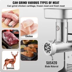 VEVOR Meat Grinder, 5 Lbs/Min Capacity Electric Meat Grinders With Blade, Grinding Plate, Sausage Maker, Stainless Steel Commercial Meat Mincer -Aesthtic Interiors GUEST b76b3918 64a1 4922 883b 26e98d4f7e57
