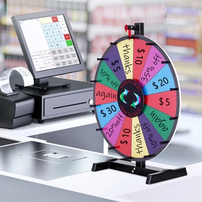 VEVOR 24 Inch Spinning Prize Wheel, 14 Slots Tabletop Spinner, Heavy Duty Roulette Wheel With A Dry Erase And 2 Markers, Multicolored 1 VEVOR 24 Inch Spinning Prize Wheel, 14 Slots Tabletop Spinner, Heavy Duty Roulette Wheel With A Dry Erase And 2 Markers, Multicolored