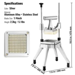 VEVOR Commercial Vegetable Fruit Chopper 1/4" Blade Heavy Duty Professional Food Dicer Kattex French Fry Cutter Onion Slicer Stainless Steel -Aesthtic Interiors GUEST b79d6aed b165 41b3 88b9 732405f2238c