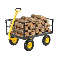 VEVOR 1400 Lbs Steel Garden Cart, Heavy Duty Pullable Garden Wagon Yard Cart, 2 In 1 Outdoor Metal Utility Wagon Yard Trailer, Black -Aesthtic Interiors GUEST b7bdaf0f 271c 4b0c 983d 00afef753af6