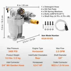 VEVOR Pressure Washer Pump, 3/4" Shaft Horizontal, 3400 PSI, 2.5 GPM, Replacement Power Washer Pumps Kit, Parts Washer Pump, Silver -Aesthtic Interiors GUEST b8102a7a faba 448a a5f1 20b2c8f3bca8