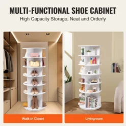 VEVOR 6 Tiers Rotating Shoe Rack Tower, 360°Spinning Shoe Display, Revolving Shoe Rack Storage Round Carousel, Lazy Susan Shoe Rack Organizer, White -Aesthtic Interiors GUEST b884c022 bc1b 4be6 a6ee d7077d5f9c55