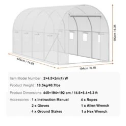 VEVOR Walk-in Tunnel Greenhouse, 14.6x6.4x6.3 Ft Hoop House Greenhouse Tunnel With Galvanized Steel Frame, White PE Cover, 8 Windows 14 VEVOR Walk-in Tunnel Greenhouse, 14.6x6.4x6.3 Ft Hoop House Greenhouse Tunnel With Galvanized Steel Frame, White PE Cover, 8 Windows -Aesthtic Interiors GUEST b8de2db1 c348 4cb2 b101 adc4565eb1bf